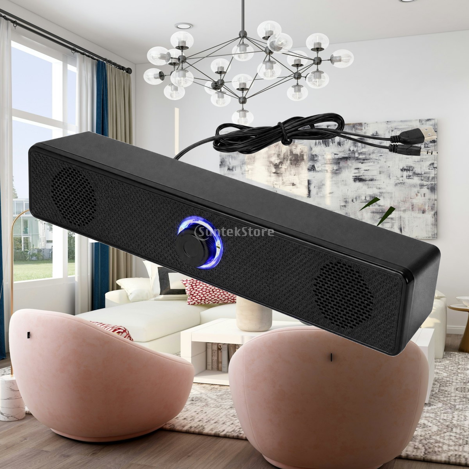 Speaker Wire - USB-betriebener Kabel-Computerlautsprecher für Desktop mit Lautstärkeregler