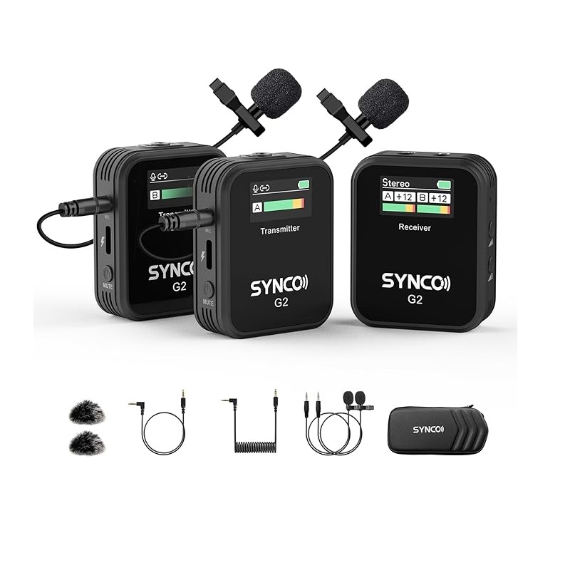 Condenser Microphone Kit - SYNCO Kabelloses Lavalier-Mikrofon, G2(A2) 2,4G Dual